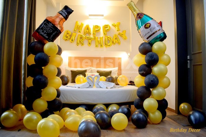 Hotel room decoration for birthday