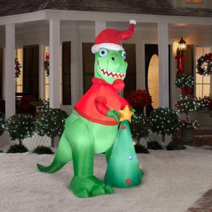 Dinosaur inflatable christmas decoration